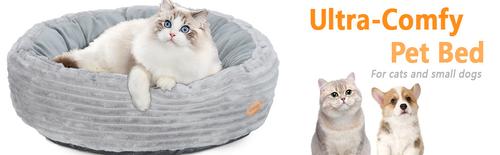 Show full view: HXPLN Washable Calming Round Donut Dog & Cat Bed with Heating Pad, Grey, 20-in slide 9 of 10