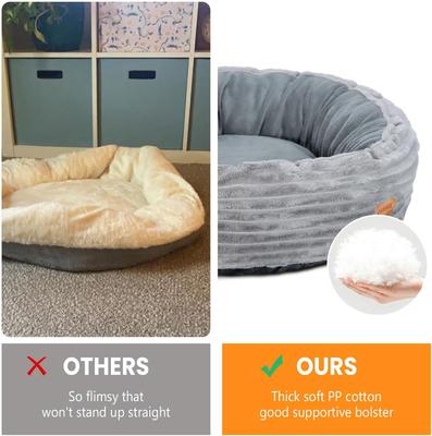 Show full view: HXPLN Washable Calming Round Donut Dog & Cat Bed with Heating Pad, Grey, 20-in slide 7 of 10