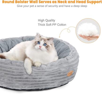 Show full view: HXPLN Washable Calming Round Donut Dog & Cat Bed with Heating Pad, Grey, 20-in slide 4 of 10
