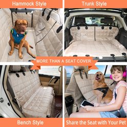 Bark Lover Hammock Waterproof Dog Car Back Seat Cover, Beige, 54 x 58-in slide 2 of 7