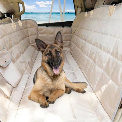 Show full view: Bark Lover Hammock Waterproof Dog Car Back Seat Cover, Beige, 54 x 58-in slide 4 of 8