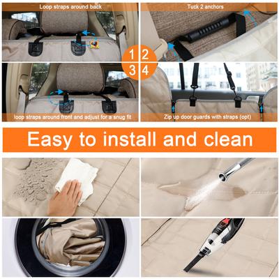 Show full view: Bark Lover Hammock Waterproof Dog Car Back Seat Cover, Beige, 54 x 58-in slide 5 of 8