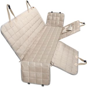 Bark Lover Hammock Waterproof Dog Car Back Seat Cover, Beige, 54 x 58-in