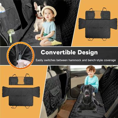 Show full view: Bark Lover Waterproof Hammock Dog Car Back Seat Cover with Mesh Window & Multiple Pockets, Black, 60 x 64-in slide 6 of 10
