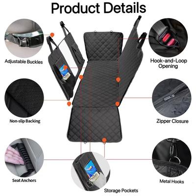 Show full view: Bark Lover Waterproof Hammock Dog Car Back Seat Cover with Mesh Window & Multiple Pockets, Black, 60 x 64-in slide 4 of 10