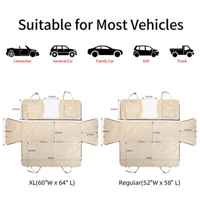 Show full view: Bark Lover Waterproof Hammock Dog Car Back Seat Cover with Mesh Window & Multiple Pockets, Beige, 52 x 58-in slide 6 of 9