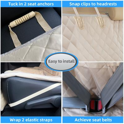Show full view: Bark Lover Waterproof Nonslip Dog Car Back Seat Cover, 56 x 49-in, Beige slide 5 of 9