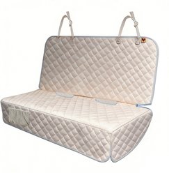 Bark Lover Waterproof Nonslip Dog Car Back Seat Cover, 56 x 49-in, Beige