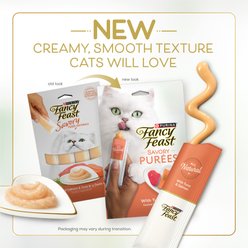 Fancy Feast Savory Puree Naturals Salmon & Tuna Flavored in a Demi-Glace Squeezable Lickable Adult Cat Treats, 0.35-oz tube, case of 4 slide 2 of 8