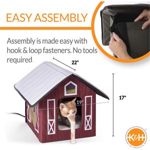 K&H Pet Products Outdoor Heated Kitty House Cat Shelter, Barn