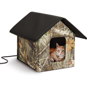 K&H Pet Products Outdoor Heated Kitty House Cat Shelter, Camo