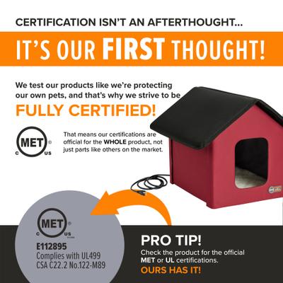 Show full view: K&H Pet Products Outdoor Heated Kitty House Cat Shelter, Red/Black slide 5 of 13