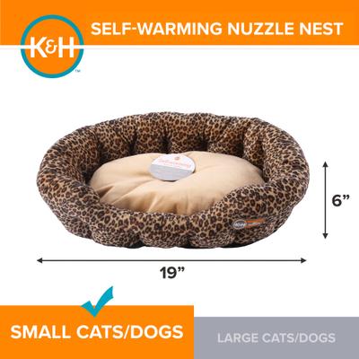 Show full view: K&H Pet Products Self-Warming Nuzzle Nest Bolster Cat & Dog Bed, Leopard slide 2 of 11