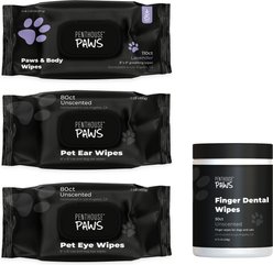 Penthouse Paws Grooming Essentials Trial Pack - Body & Paw Cleansing, Tear Stain, Ear Care, & Dental Wipes, 4 Pack