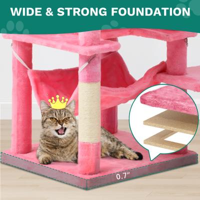 Show full view: Yitahome Multi-Level 75-in Flannel Cat Tree Tower & Condos, Pink slide 6 of 8