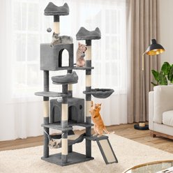 Yitahome Multi-Level 75-in Flannel Cat Tree Tower & Condos, Light Grey