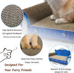 MALOROY Couch Shaped Cat Scratcher Sofa Bed, Large, Blue slide 2 of 9