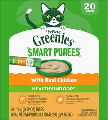 Greenies Feline Smart Purees Grain-Free Chicken Flavor Lickable Cat Treats, 0.49-oz tube, 20 count