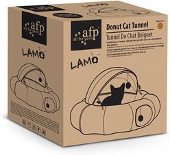 allforpaws Lamb Cat Donut Tunnel Cat House, Tan slide 2 of 8