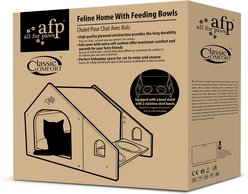 allforpaws Classic Comfort-Feline Cat House with Feeding Bowls, Beige slide 2 of 3