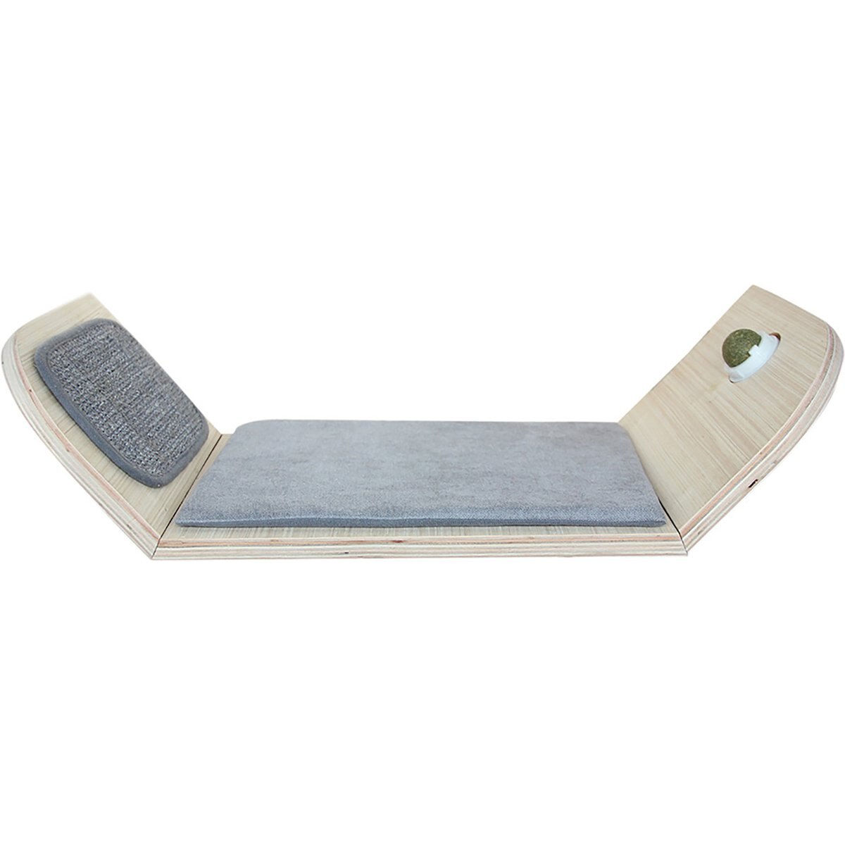 allforpaws Skywalk Scratcher Lounge Bed with Catnip Ball Cat Wall Shelves, Grey