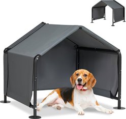 MALOROY Outdoor Dog Canopy Shelter, Gray, 29.5 x 25.6 x 25.6-in
