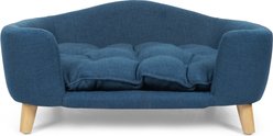 Zeus & Ruta Plush Sofa Dog Bed, Navy Blue