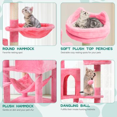 Show full view: Yitahome Multi-Level 75-in Flannel Cat Tree Tower & Condos, Pink slide 8 of 8