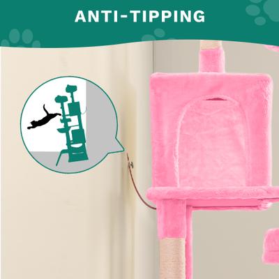 Show full view: Yitahome Multi-Level 75-in Flannel Cat Tree Tower & Condos, Pink slide 4 of 8