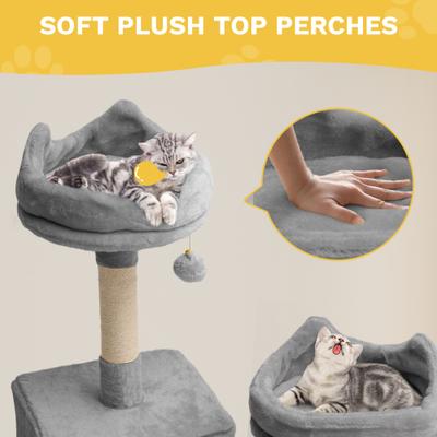 Show full view: Yitahome Multi-Level 75-in Flannel Cat Tree Tower & Condos, Light Grey slide 5 of 6
