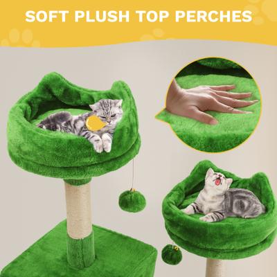 Show full view: Yitahome Multi-Level 75-in Flannel Cat Tree Tower & Condos, Green slide 5 of 6