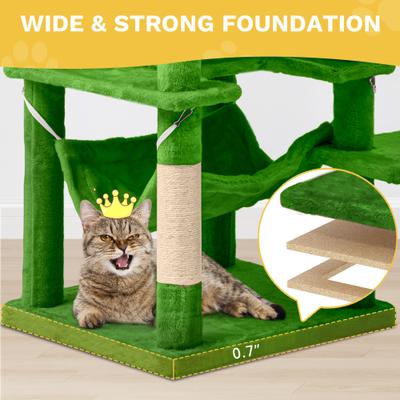 Show full view: Yitahome Multi-Level 75-in Flannel Cat Tree Tower & Condos, Green slide 6 of 6
