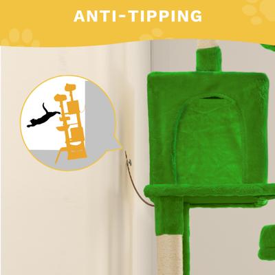 Show full view: Yitahome Multi-Level 75-in Flannel Cat Tree Tower & Condos, Green slide 4 of 6