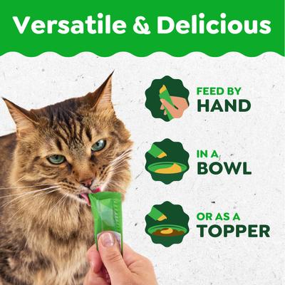 Show full view: Greenies Feline Smart Purees Grain-Free Chicken Flavor Lickable Cat Treats, 0.49-oz tube, 4 count slide 9 of 10