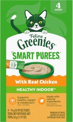 Greenies Feline Smart Purees Grain-Free Chicken Flavor Lickable Cat Treats, 0.49-oz tube, 4 count