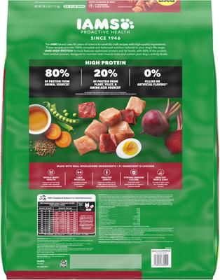 Show full view: Iams Proactive Health High Protein Chicken & Beef Dry Dog Food, 38.5-lb bag slide 3 of 10