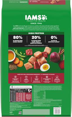 Show full view: Iams Proactive Health High Protein Chicken & Beef Dry Dog Food, 30-lb bag slide 3 of 10