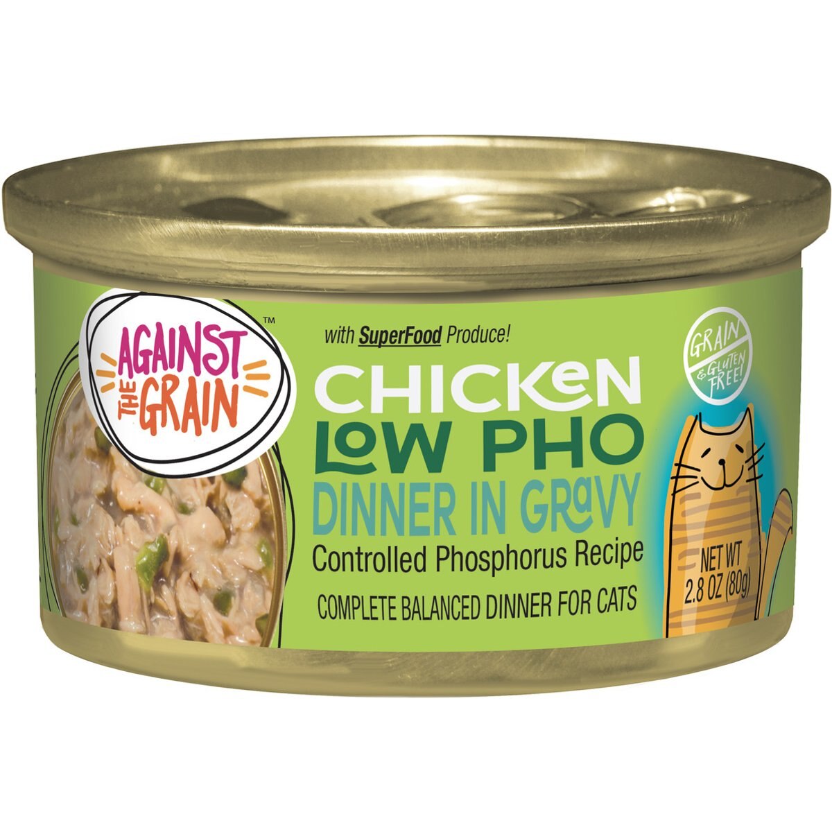 Against the Grain Chicken & Polyhauai'i Berry Dinner Grain-Free Wet Cat Food, 2.8-oz, case of 24