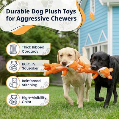 Show full view: Pacific Pups Products Woodland Animals Fox Squeaky Plush Dog Toys, 2 count slide 4 of 6