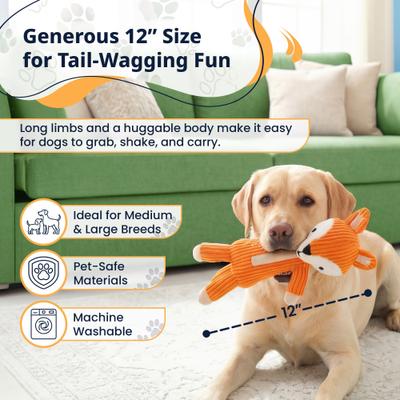 Show full view: Pacific Pups Products Woodland Animals Fox Squeaky Plush Dog Toys, 2 count slide 3 of 6