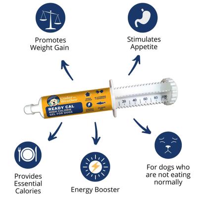 Show full view: Under the Weather Ready Cal High Calorie Food Nutritional Gel Dog Supplement, 100-cc syringe slide 4 of 8