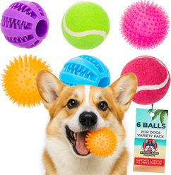 Pacific Pups Rescue Ball Dog Toy Variety Pack, 6 count