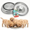 Pacific Pups Rescue Non-Skid & Non-Slip Grip Stainless Steel Litter Slow Feeder Puppy Bowl, 5-cup, 11.8-in, 2 count