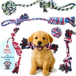 Pacific Pups Rescue Rope Dog Toy Variety Pack for Small Dogs & Puppies, 5 count