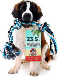 Pacific Pups Rescue 3 Knots Tough Dog Rope Tug Toy, Large, 1 count, Blue
