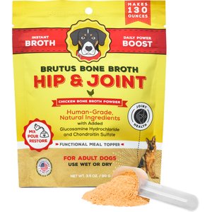 Brutus Broth Hip & Joint Chicken Bone Broth Powder with Glucosamine Dog Supplements, 3.5-oz pouch