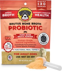 Brutus Broth Probiotic Pork Instant Bone Broth Powder Grain-Free Digestive Health Dog Supplements, 3.5-oz pouch