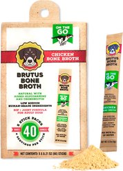 Brutus Broth Chicken Bone Broth Powder Hip & Joint with Glucosamine On-the-Go Dog Food Topper, 5 count​
