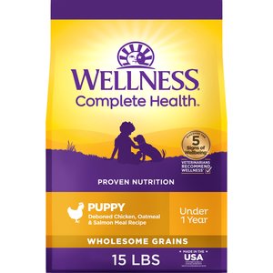 Wellness Complete Health Puppy Deboned Chicken, Oatmeal & Salmon Meal Recipe Dry Dog Food, 15-lb bag