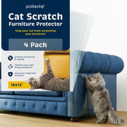 Protecto Self Adhesive Dog & Cat Scratch Furniture Protector, Clear, 16 x 12-in, 4 count